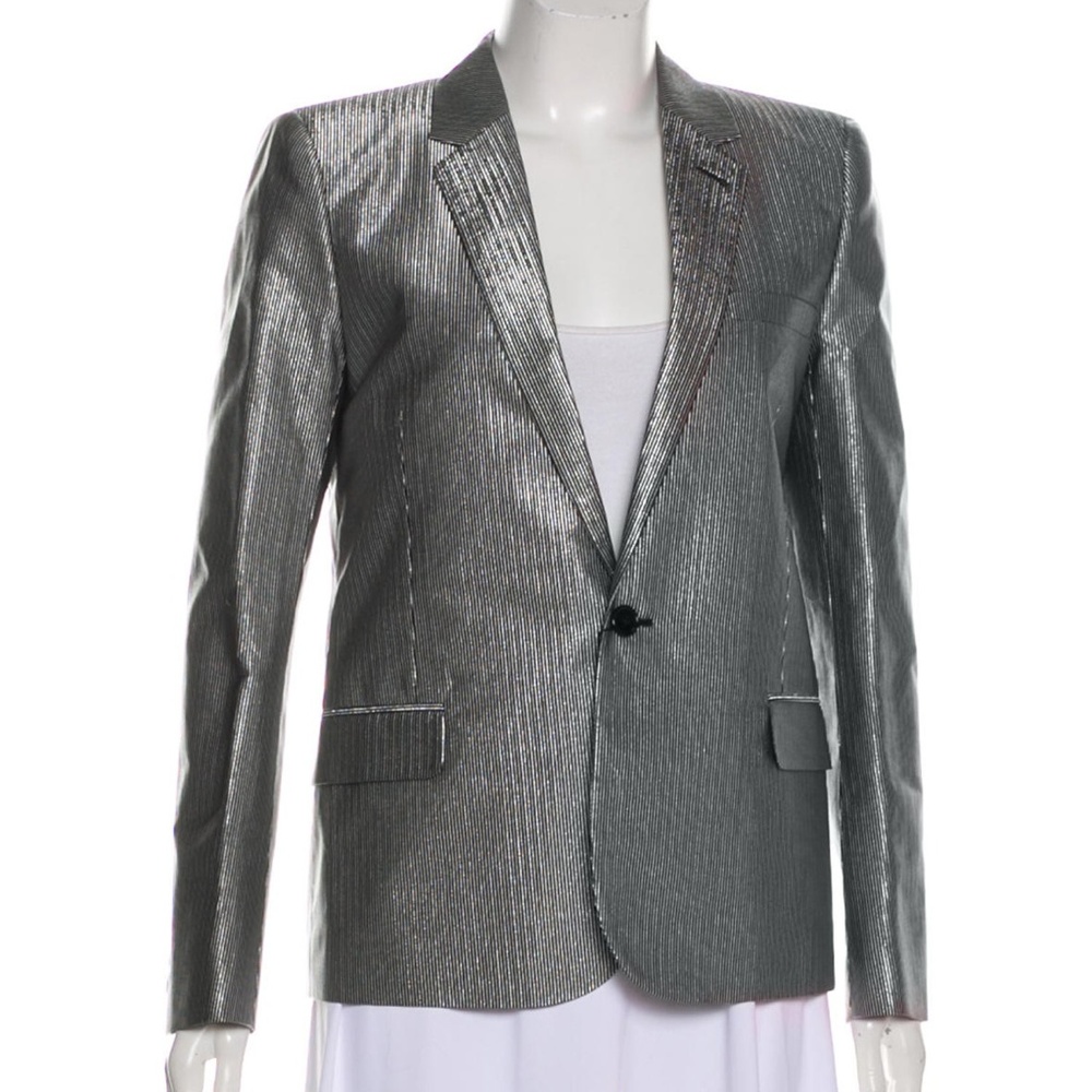 SAINT LAURENT Silk-Blend Metallic BLAZER w/TAGS